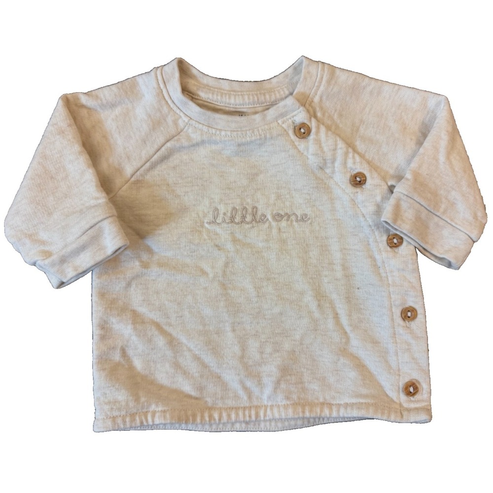 H&M Shirt Sweater Boy Preemie Girl Neutral Unisex Beige Little One Side Buttons